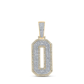 10kt Two-tone Gold Baguette Diamond Number 0 Charm Pendant for Men - 1-3/4 Cttw - Alternate view 1 from Splendid Jewellery