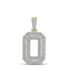 10kt Two-tone Gold Mens Baguette Diamond Number 0 Charm Pendant - A Dazzling Statement of Style - Alternate view 1 from Splendid Jewellery