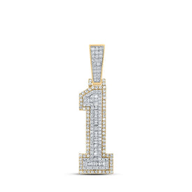10kt Two-tone Gold Mens Baguette Diamond Number 1 Charm Pendant 1 Cttw - Alternate view 1 from Splendid Jewellery