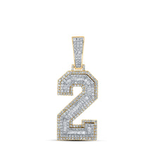 Load image into Gallery viewer, 10kt Two-tone Gold Mens Baguette Diamond Number 2 Charm Pendant 1-5/8 Cttw | Splendid Jewellery - Alternate view 1 from Splendid Jewellery