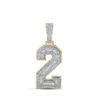 10kt Two-tone Gold Mens Baguette Diamond Number 2 Charm Pendant 1-5/8 Cttw | Splendid Jewellery - Alternate view 1 from Splendid Jewellery