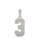 10kt Two-tone Gold Baguette Diamond Number 3 Charm Pendant for Men - 1-1/2 Cttw - Alternate view 1 from Splendid Jewellery