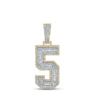 10kt Two-tone Gold Men's Baguette Diamond Number 5 Charm Pendant - A Dazzling Statement Piece by Splendid Jewellery - Alternate view 1 from Splendid Jewellery