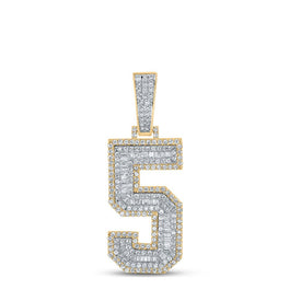 10kt Two-tone Gold Men's Baguette Diamond Number 5 Charm Pendant - A Dazzling Statement Piece by Splendid Jewellery - Alternate view 1 from Splendid Jewellery