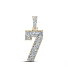 Load image into Gallery viewer, 10kt Two-tone Gold Baguette and Round Diamond Number 7 Charm Pendant - 1-1/3 Cttw - Alternate view 1 from Splendid Jewellery