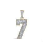 10kt Two-tone Gold Baguette and Round Diamond Number 7 Charm Pendant - 1-1/3 Cttw - Alternate view 1 from Splendid Jewellery