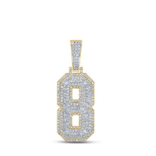 Load image into Gallery viewer, 10kt Two-tone Gold Baguette and Round Diamond Number 8 Charm Pendant for Men - 1-7/8 Cttw - Alternate view 1 from Splendid Jewellery