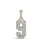 10kt Two-tone Gold Baguette and Round Diamond Number 9 Charm Pendant - 1-5/8 Cttw - Alternate view 1 from Splendid Jewellery