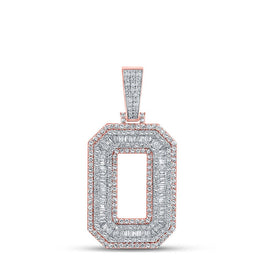 10kt Two-tone Gold Men's Baguette Diamond O Initial Charm Pendant - 2-1/5 Cttw - Alternate view 1 from Splendid Jewellery