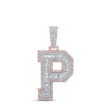 Load image into Gallery viewer, 10kt Two-tone Gold Men&#39;s Baguette Diamond P Initial Letter Charm Pendant 1-7/8 Cttw | Splendid Jewellery - Alternate view 1 from Splendid Jewellery
