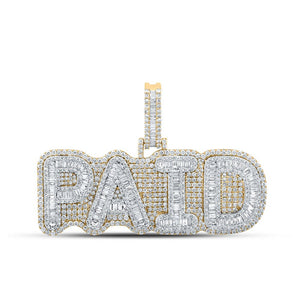 Men's Diamond Charm Pendant | 10kt Two-tone Gold Mens Baguette Diamond Paid Charm Pendant 5-7/8 Cttw | Splendid Jewellery GND