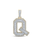 10kt Two-tone Gold Mens Baguette Diamond Q Initial Letter Charm Pendant 2-1/5 Cttw | Splendid Jewellery - Alternate view 1 from Splendid Jewellery