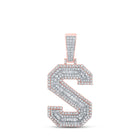 10kt Two-tone Gold Mens Baguette Diamond S Initial Letter Charm Pendant 1-3/4 Cttw - Alternate view 1 from Splendid Jewellery