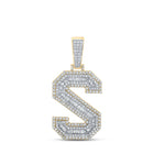 10kt Two-tone Gold Men's Baguette Diamond S Letter Charm Pendant - 1-3/4 Cttw - Alternate view 1 from Splendid Jewellery