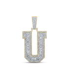 10kt Two-tone Gold Men's Baguette Diamond U Initial Letter Charm Pendant 1-7/8 Cttw | Splendid Jewellery - Alternate view 1 from Splendid Jewellery