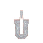 10kt Two-tone Gold Mens Baguette Diamond U Initial Letter Charm Pendant 1-7/8 Cttw - Alternate view 1 from Splendid Jewellery