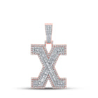 10kt Two-tone Gold Mens Baguette Diamond X Initial Letter Charm Pendant 2 Cttw - A Stunning Statement Piece for Men - Alternate view 1 from Splendid Jewellery