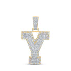 10kt Two-tone Gold Mens Baguette Diamond Y Initial Letter Charm Pendant - 1-5/8 Cttw | Splendid Jewellery - Alternate view 1 from Splendid Jewellery