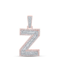 Load image into Gallery viewer, Men&#39;s Baguette Diamond Z Initial Charm Pendant in 10kt Two-tone Gold - 1-7/8 Cttw - Alternate view 1 from Splendid Jewellery