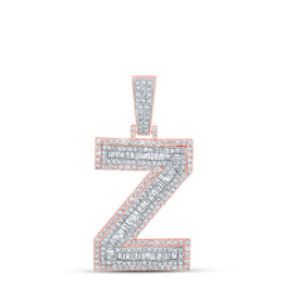 Men's Baguette Diamond Z Initial Charm Pendant in 10kt Two-tone Gold - 1-7/8 Cttw - Alternate view 1 from Splendid Jewellery