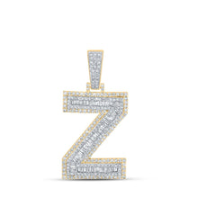Load image into Gallery viewer, 10kt Two-tone Gold Men&#39;s Baguette Diamond Z Initial Letter Charm Pendant 1-7/8 Cttw | Splendid Jewellery - Alternate view 1 from Splendid Jewellery