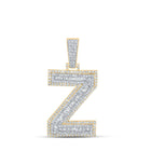 10kt Two-tone Gold Men's Baguette Diamond Z Initial Letter Charm Pendant 1-7/8 Cttw | Splendid Jewellery - Alternate view 1 from Splendid Jewellery