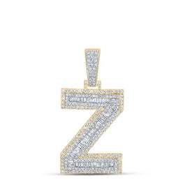 10kt Two-tone Gold Men's Baguette Diamond Z Initial Letter Charm Pendant 1-7/8 Cttw | Splendid Jewellery - Alternate view 1 from Splendid Jewellery