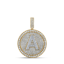 Load image into Gallery viewer, 10kt Two-tone Gold Men&#39;s Round Diamond Circle Letter Charm Pendant - 3-3/4 Cttw - Alternate view 1 from Splendid Jewellery