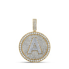 10kt Two-tone Gold Men's Round Diamond Circle Letter Charm Pendant - 3-3/4 Cttw - Alternate view 1 from Splendid Jewellery