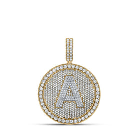 10kt Two-tone Gold Men's Round Diamond Circle Letter Charm Pendant - 3-3/4 Cttw - Alternate view 1 from Splendid Jewellery