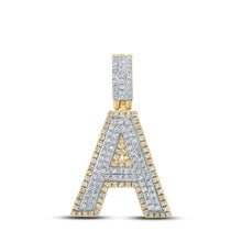 Load image into Gallery viewer, 10kt Two-tone Gold Men&#39;s Diamond A Initial Letter Pendant - 1/2 Cttw | Splendid Jewellery - Alternate view 1 from Splendid Jewellery