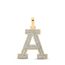 Load image into Gallery viewer, 10kt Two-tone Gold Men&#39;s Round Diamond A Initial Letter Pendant - 1/2 Cttw - Alternate view 1 from Splendid Jewellery