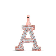 Load image into Gallery viewer, 10kt Two-tone Gold Mens Round Diamond A Initial Letter Pendant 1/2 Cttw - Alternate view 1 from Splendid Jewellery