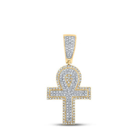 10kt Two-tone Gold Men's Round Diamond Ankh Cross Charm Pendant - 1/2 Cttw | Splendid Jewellery - Alternate view 1 from Splendid Jewellery