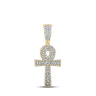 10kt Two-tone Gold Men's Round Diamond Ankh Cross Charm Pendant - 1/2 Cttw | Splendid Jewellery - Alternate view 1 from Splendid Jewellery