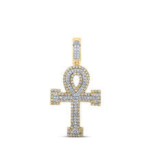 Load image into Gallery viewer, 10kt Two-tone Gold Men&#39;s Diamond Ankh Cross Pendant - 1/2 Cttw | Splendid Jewellery - Alternate view 1 from Splendid Jewellery