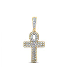 10kt Two-tone Gold Men's Round Diamond Ankh Cross Charm Pendant - 1/4 Cttw - Splendid Jewellery - Alternate view 1 from Splendid Jewellery