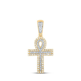 10kt Two-tone Gold Men's Round Diamond Ankh Cross Charm Pendant - 1/4 Cttw | Splendid Jewellery - Alternate view 1 from Splendid Jewellery