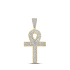 10kt Two-tone Gold Mens Round Diamond Ankh Cross Charm Pendant 2 Cttw | Dazzling Diamond Delight - Alternate view 1 from Splendid Jewellery