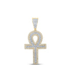 10kt Two-tone Gold Mens Round Diamond Ankh Cross Charm Pendant 7/8 Cttw - Luxurious Men's Diamond Charm Pendant - Alternate view 1 from Splendid Jewellery