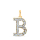 10kt Two-tone Gold Men's Round Diamond B Initial Letter Pendant 1/2 Cttw - A Dazzling Statement Piece by Splendid Jewellery - Alternate view 1 from Splendid Jewellery