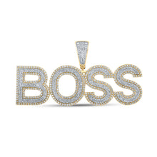 Load image into Gallery viewer, 10kt Two-tone Gold Men&#39;s Round Diamond BOSS Charm Pendant - 3 Cttw - Alternate view 1 from Splendid Jewellery