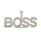 10kt Two-tone Gold Men's Round Diamond BOSS Charm Pendant - 3 Cttw - Alternate view 1 from Splendid Jewellery