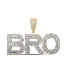 Load image into Gallery viewer, 10kt Two-tone Gold Men&#39;s Diamond BRO Charm Pendant - 3 Cttw - Alternate view 1 from Splendid Jewellery