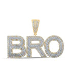 10kt Two-tone Gold Men's Diamond BRO Charm Pendant - 3 Cttw - Alternate view 1 from Splendid Jewellery