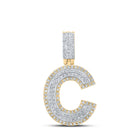 10kt Two-tone Gold Men's Round Diamond C Initial Letter Pendant - 1/2 Cttw | Splendid Jewellery - Alternate view 1 from Splendid Jewellery