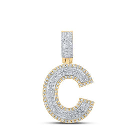 10kt Two-tone Gold Men's Round Diamond C Initial Letter Pendant - 1/2 Cttw | Splendid Jewellery - Alternate view 1 from Splendid Jewellery