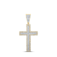 Load image into Gallery viewer, 10kt Two-tone Gold Men&#39;s Diamond Cross Pendant - 3/4 Cttw - Alternate view 1 from Splendid Jewellery