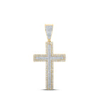 10kt Two-tone Gold Men's Diamond Cross Pendant - 3/4 Cttw - Alternate view 1 from Splendid Jewellery