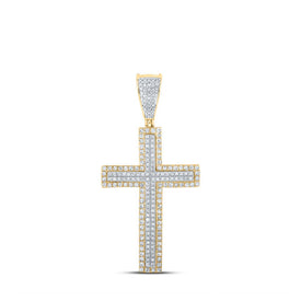 10kt Two-tone Gold Men's Diamond Cross Pendant - 3/4 Cttw - Alternate view 1 from Splendid Jewellery